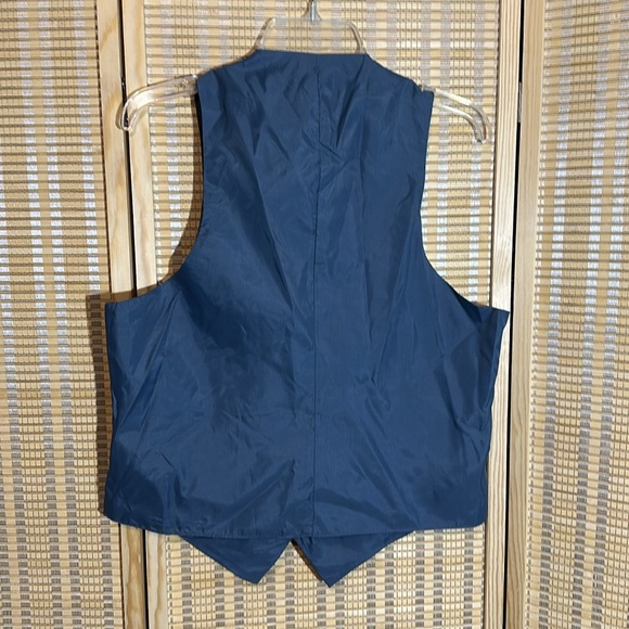 Vintage Men's Two Tone Blue Gray Pinstripe Career Suit Vest No Tags - Picture 8 of 13